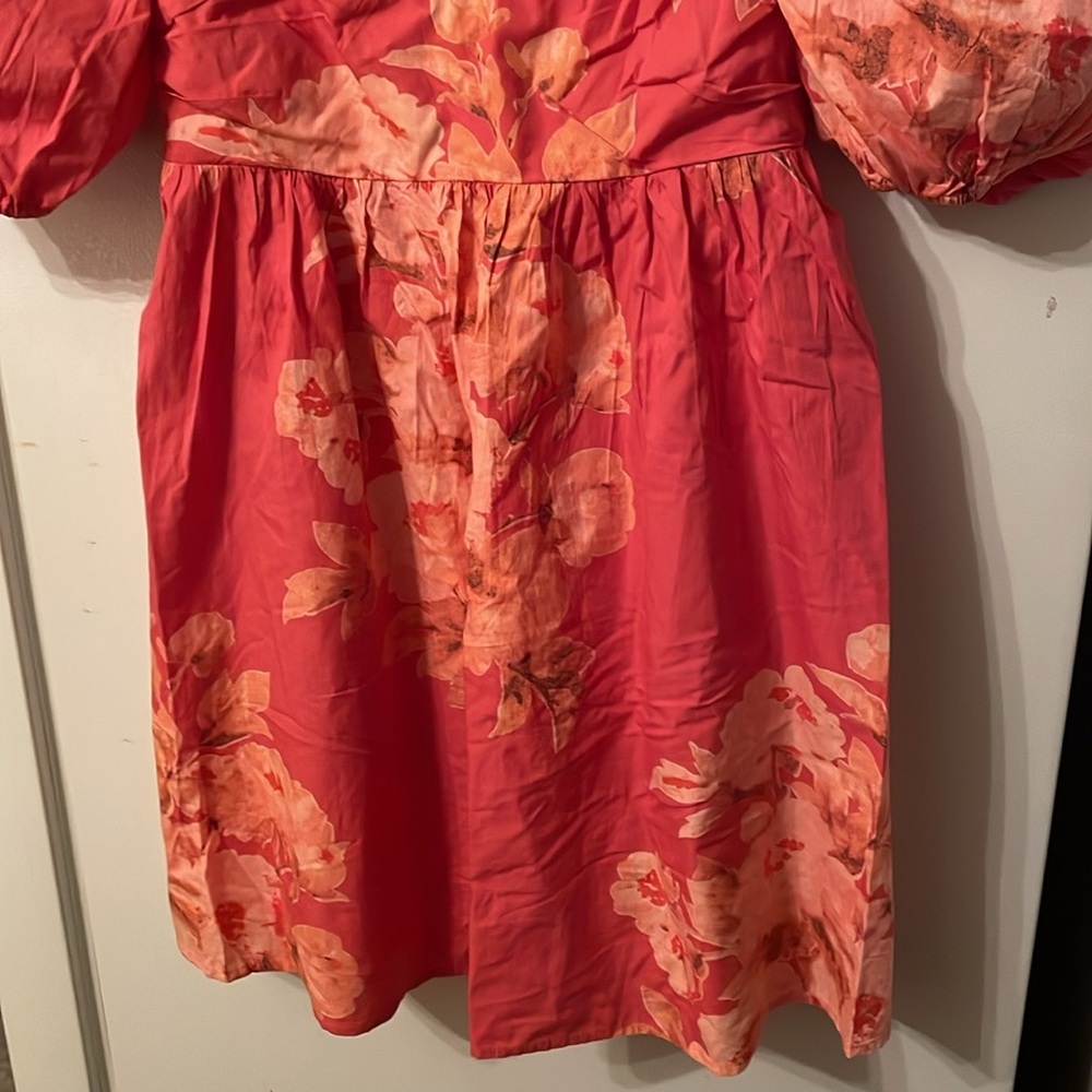 Free People NWT Medium‎ 100% Cotton Coral Floral Dress - Picture 5 of 11
